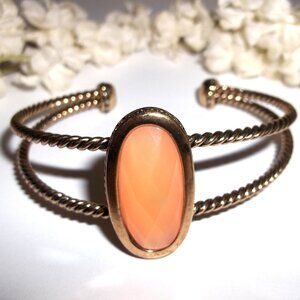 Peach Orange and Gold Cuff Bracelet Woman Fashion Accessory Jewelry Girl E10